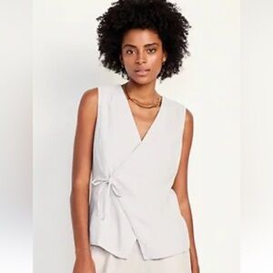 Linen-Blend Side-Tie Vest